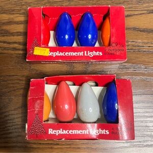 Vintage C9 1/4 replacement light bulbs, likely 7-watt, for outdoor use.